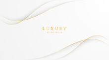 White Background With Elegant Golden Lines, Use For Template Or Cover. Elegant Premium White Background. Vector Illustration	