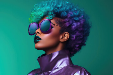 Poster - Electric Green Afro Hair in Futuristic Glory