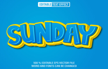 Wall Mural - Sunday editable text effect 3d style template