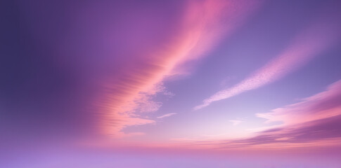 Poster - Soft Pink and Lavender Sky, Minimalist Cloudscape, Copyspace Background..