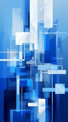 Aufkleber - An abstract composition of blue and white geometric shapes