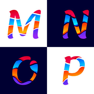 Full color handwriting paint brush lettering latin alphabet letters