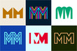 Set of letter MM logos. Abstract logos collection with letters. Geometrical abstract logos