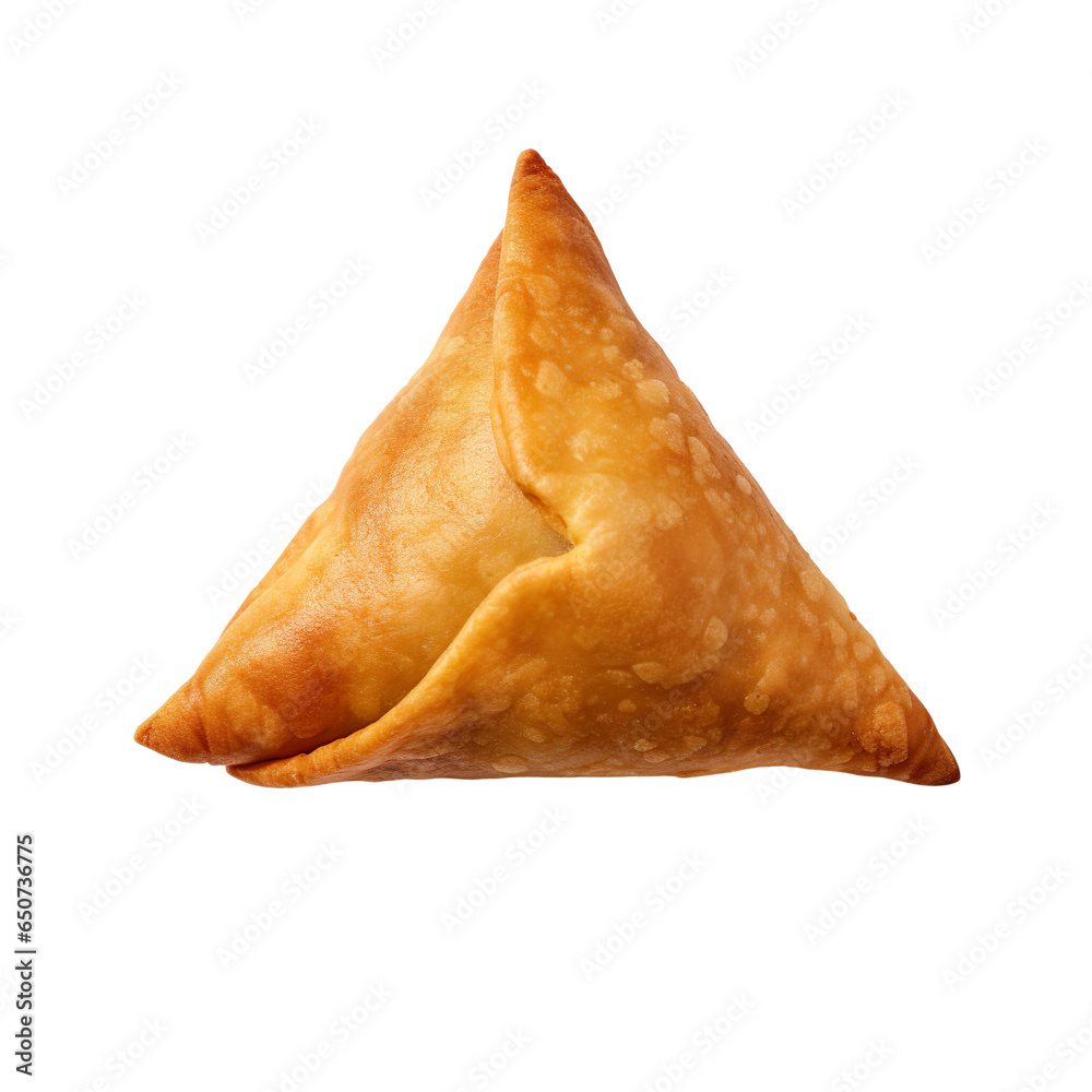 top view of indian food Samosa isolated on a transparent white ...
