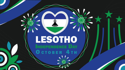 Wall Mural - Lesotho Independence Day vector banner design. Happy Lesotho Independence Day modern minimal graphic poster illustration. greeting card.