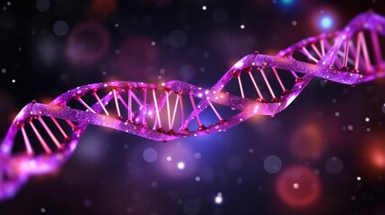 Wall Mural - illustration of dna glowing molecule, digital design for abstract medical background, science and te