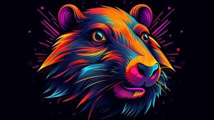  a hip colorful Nutria head design with a futuristic.Generative AI