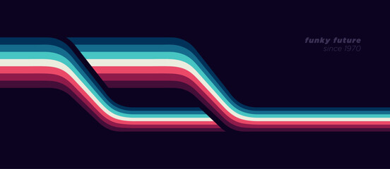 Wall Mural - Simple abstract 1980's pattern design in futuristic retro style with colorful lines. Vector illustration.