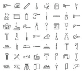 Poster - DIY repair icons set outline vector. Work repair. House interior