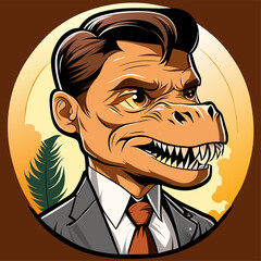 Wall Mural - dinosaur businessman