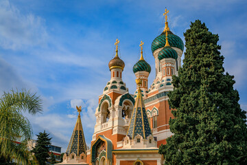 Wall Mural - Ornate Saint Nicholas Russian Orthodox Cathedral in Nice, the largest Eastern Orthodox cathedral in Western Europe and a National Monument in France