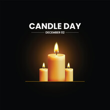 Candle Day. Burning Candles On Dark Surface. Memory Day
