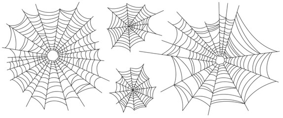 Wall Mural - vector set of spider web on white