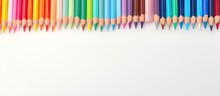 Text Area For Colored Pencils Isolated Pastel Background Copy Space