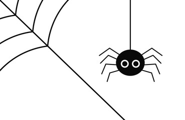 Wall Mural - cute spider hanging on the web isolated on white background. halloween vector illustration.