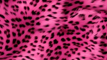 Close-up Of Pink Leopard Fur Print Background. Animal Skin Backdrop For Fashion, Textile, Print, Banner