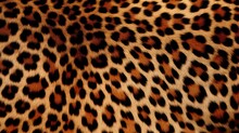 Close-up Of Leopard Fur Print Background. Animal Skin Backdrop For Fashion, Textile, Print, Banner