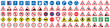 © top dog - Road traffic sign collection. Road warning, mandatory, prohibition and information traffic signs. Supplementary and routing table sign collection