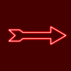Poster - Neon Frame Arrow On black background in red color. Night Club Bar Blinking Neon Sign.