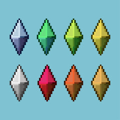 Poster - Pixel art sets of mineral crystal loot craft with variation color item asset. simple bits of crystal on pixelated style 8bits perfect for game asset or design asset element for your game design asset