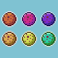 Poster - Pixel art sets of cake cookie food with variation color item asset. simple bits of cookie sweet food on pixelated style 8bits perfect for game asset or design asset element for your game design asset