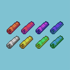 Fototapete - Pixel art sets of wood trunk with variation color item asset. simple bits of wood stick trunk on pixelated style 8bits perfect for game asset or design asset element for your game design asset