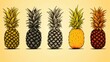  Handdrawn sketches of pineapples in tropical style