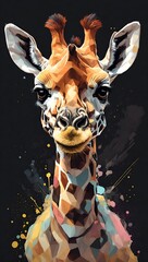 Wall Mural - baby giraffe illustration, pastel colors