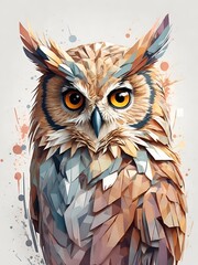 Wall Mural - illustration of an owl, pastel colors,  cartoon, t-shirt mockup