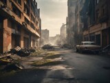 Fototapeta  - Post  apocalyptic city background