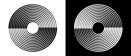 Fototapete - Abstract background with lines in circle. Art lines design spiral as logo or icon. Black lines on a white background and white lines on the black side.