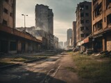Fototapeta  - Post  apocalyptic city background