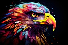 Colorful Portrait Painting Of An Eagle Face