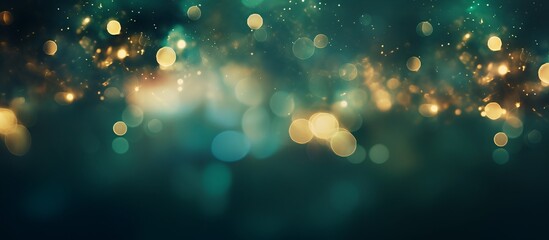 Shining Christmas green bokeh background