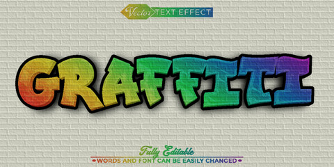 Wall Mural - Colorful Street Wall Graffiti Vector Editable Text Effect Template