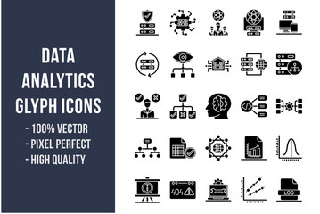 Wall Mural - Data Analytics Glyph Icons