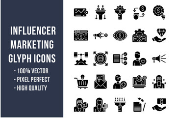 Wall Mural - Influencer Marketing Glyph Icons