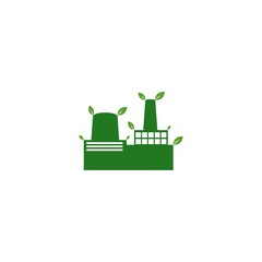 Poster - Eco friendly industry icon. Green factory logo isolated on white background