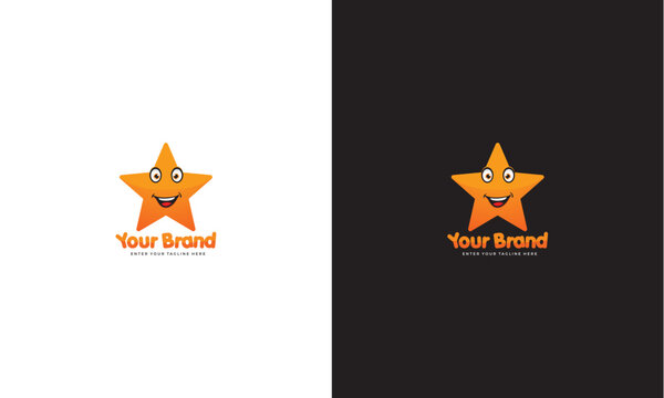 Cartoon star mascot logo. Vector graphic design