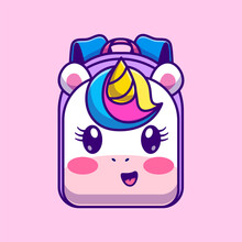 Cute Unicorn Backpack Cartoon Vector Icon Illustration.
Object Education Icon Concept Isolated Premium Vector.
Flat Cartoon Style