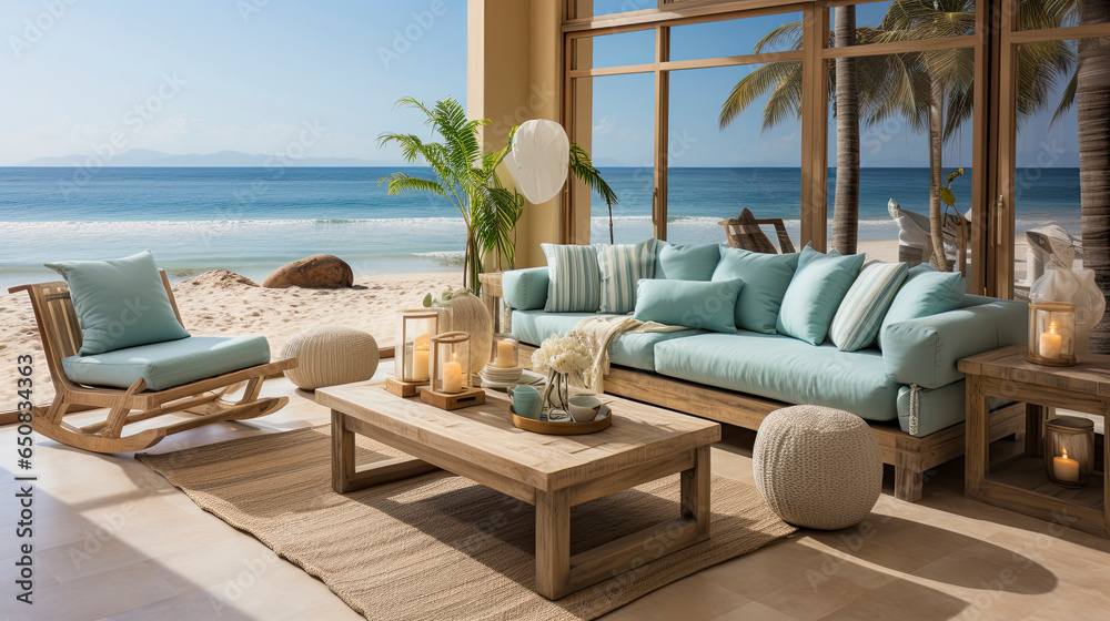 Stock-Foto „Coastal interior design. Interior photography of a ...