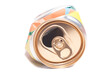 Empty crumpled can from energy drink or beer