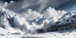 giant snow avalanche descends on the building. generative ai