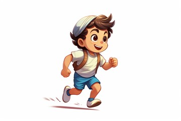 Wall Mural - Cartoon illustration of a kid running isolated on white background