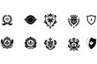 set of heraldic shields, set of shields with crowns, set of shields, coat of arms, BUNDLE