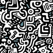 © Roman - Black and white doodles graffiti funky repeat pattern
