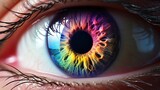 Fototapeta  - Illustration of a mesmerizing eye with a vibrant colorful iris