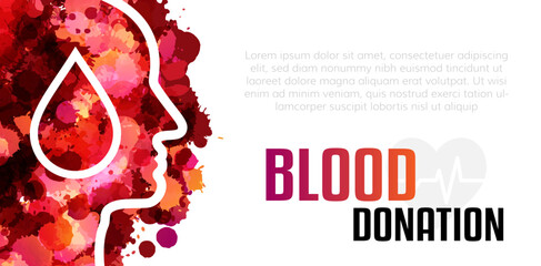 Canvas Print - blood donation concept. horizontal vector poster with paint splash design elements