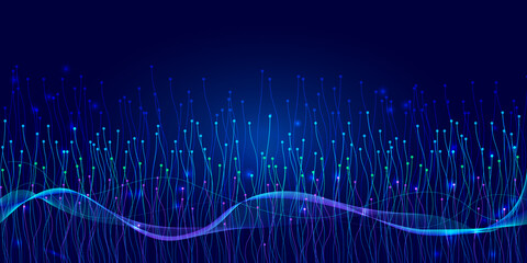 Aufkleber - neural networks, technology and science. abstract neural connections on dark blue background for web