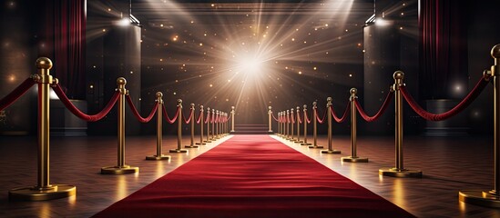 Sticker - Extravagant entryway with boundaries velvet ropes and backdrop lighting